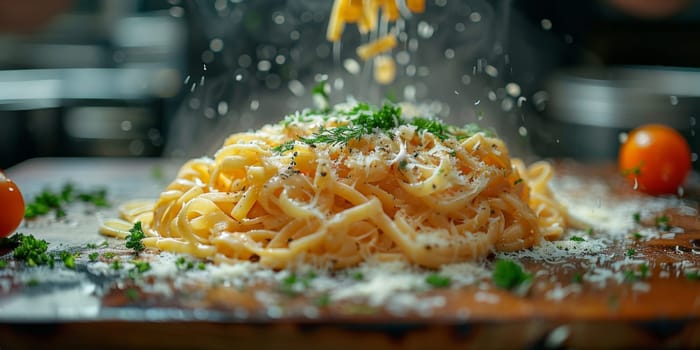 Classic Pasta on kitchen background. Diet and food concept