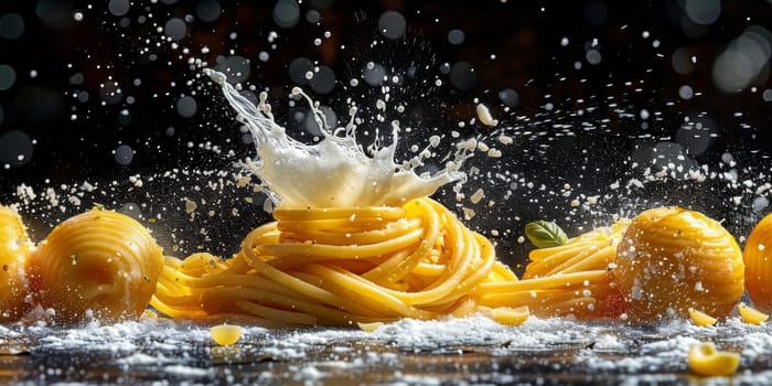 Classic Pasta on kitchen background. Diet and food concept