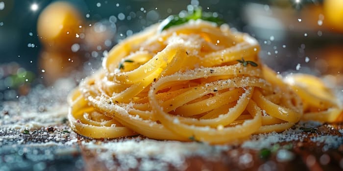 Classic Pasta on kitchen background. Diet and food concept