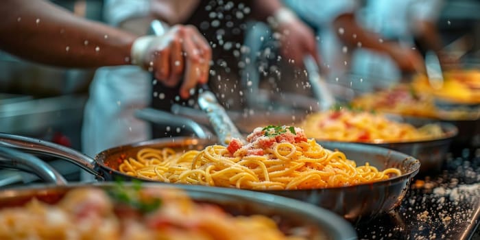 Classic Pasta on kitchen background. Diet and food concept