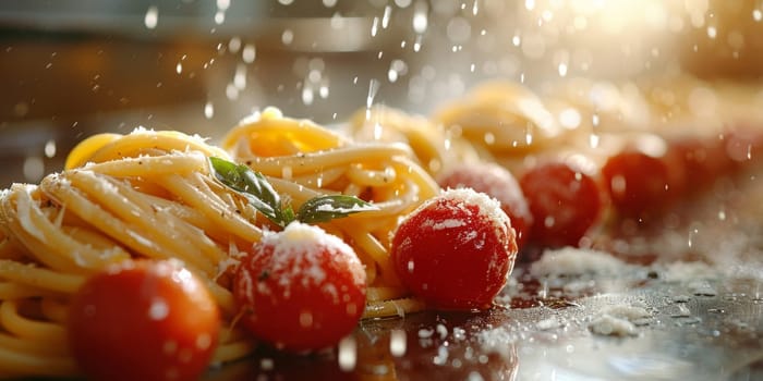 Classic Pasta on kitchen background. Diet and food concept