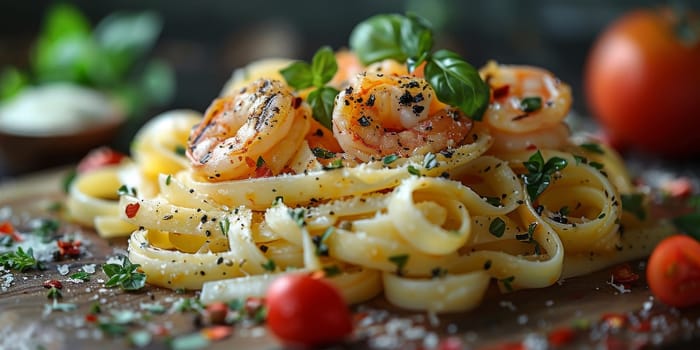 Classic Pasta on kitchen background. Diet and food concept