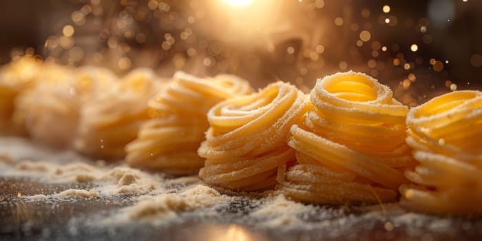 Classic Pasta on kitchen background. Diet and food concept