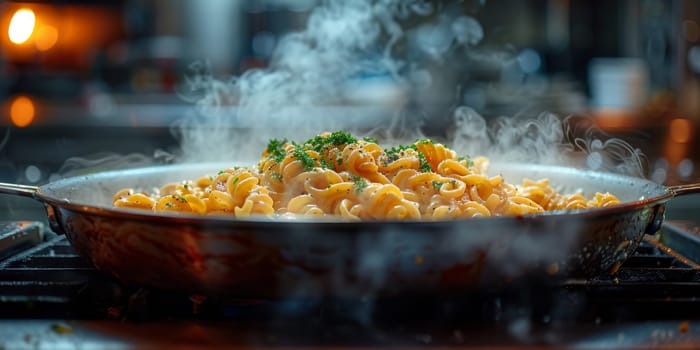 Classic Pasta on kitchen background. Diet and food concept