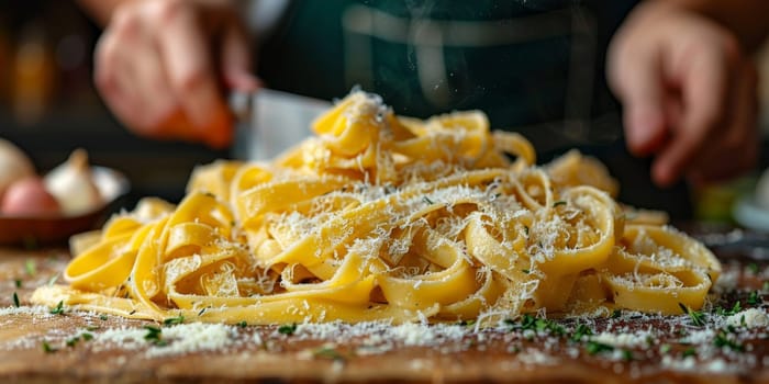 Classic Pasta on kitchen background. Diet and food concept