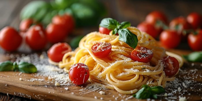 Classic Pasta on kitchen background. Diet and food concept