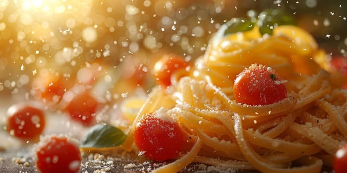 Classic Pasta on kitchen background. Diet and food concept