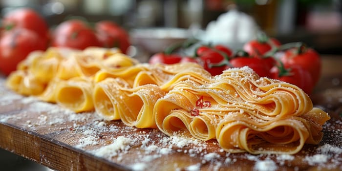 Classic Pasta on kitchen background. Diet and food concept