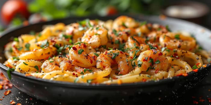 Classic Pasta on kitchen background. Diet and food concept