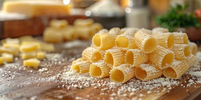 Classic Pasta on kitchen background. Diet and food concept