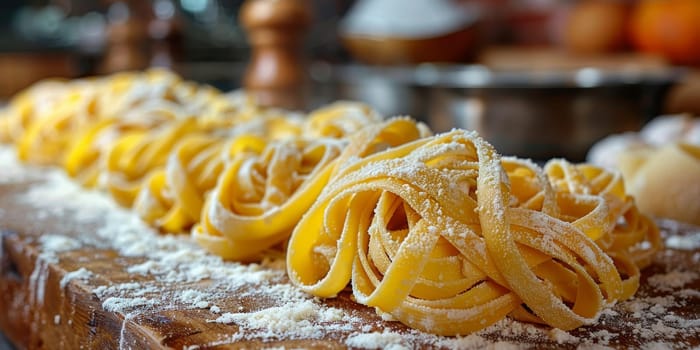 Classic Pasta on kitchen background. Diet and food concept