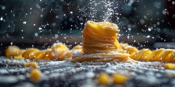 Classic Pasta on kitchen background. Diet and food concept