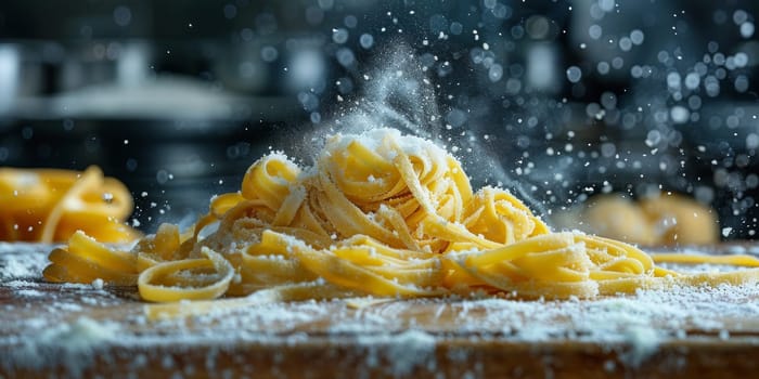 Classic Pasta on kitchen background. Diet and food concept