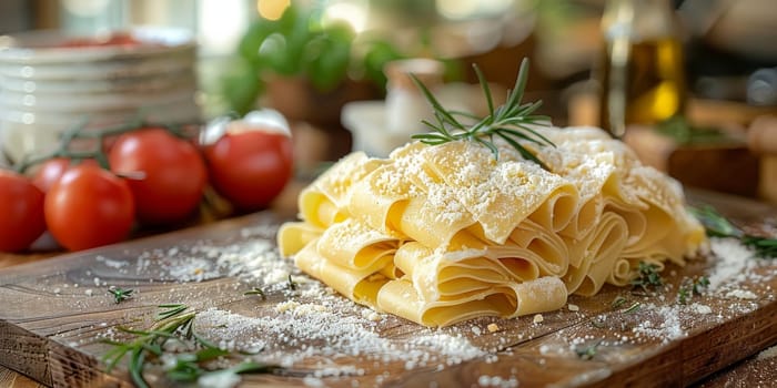 Classic Pasta on kitchen background. Diet and food concept