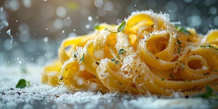 Classic Pasta on kitchen background. Diet and food concept