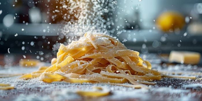 Classic Pasta on kitchen background. Diet and food concept