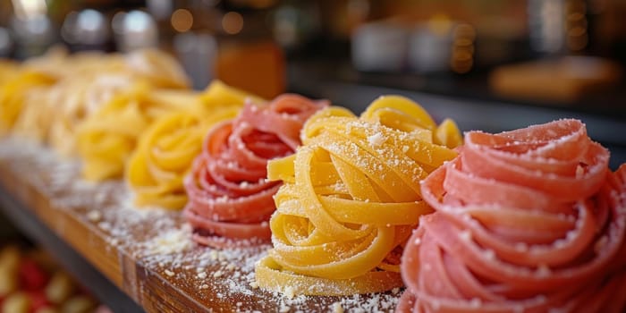 Classic Pasta on kitchen background. Diet and food concept