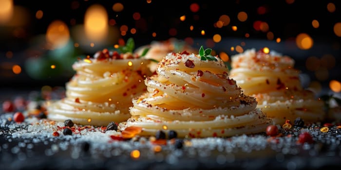 Classic Pasta on kitchen background. Diet and food concept