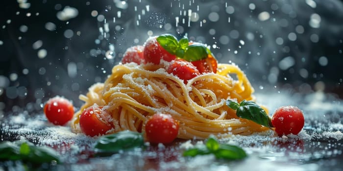 Classic Pasta on kitchen background. Diet and food concept