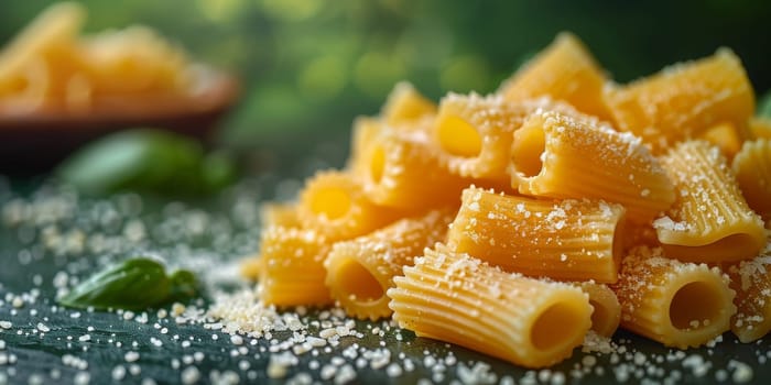 Classic Pasta on kitchen background. Diet and food concept