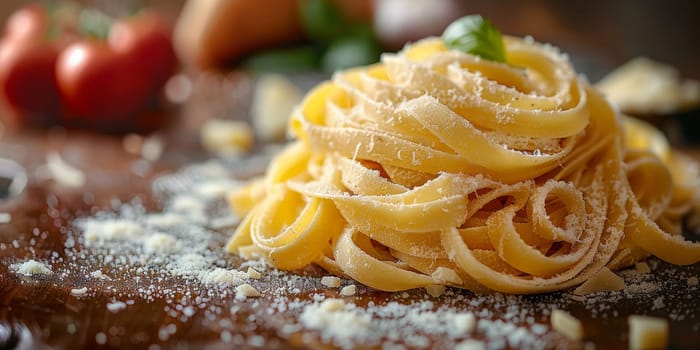 Classic Pasta on kitchen background. Diet and food concept