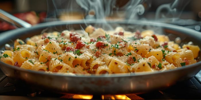 Classic Pasta on kitchen background. Diet and food concept