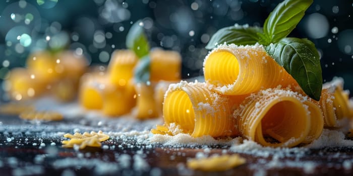 Classic Pasta on kitchen background. Diet and food concept