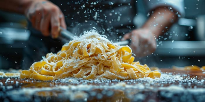 Classic Pasta on kitchen background. Diet and food concept