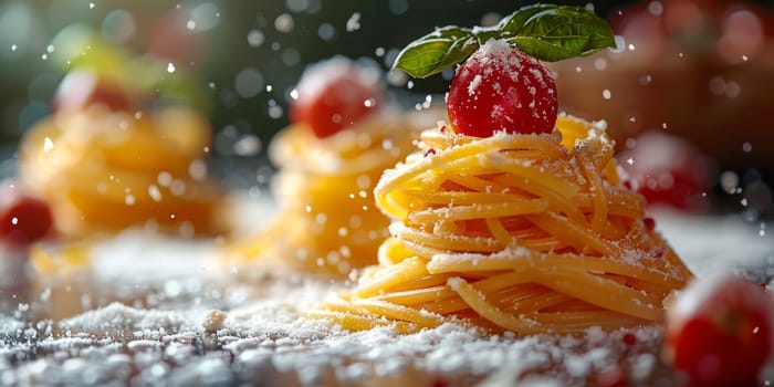 Classic Pasta on kitchen background. Diet and food concept