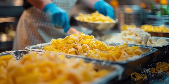 Classic Pasta on kitchen background. Diet and food concept