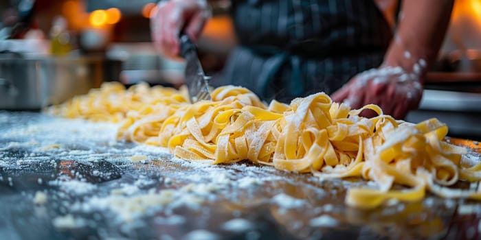 Classic Pasta on kitchen background. Diet and food concept