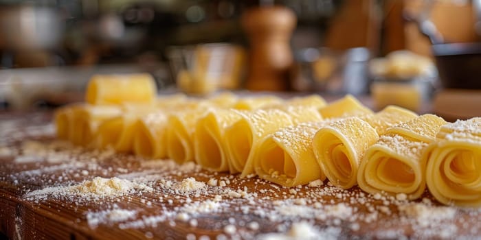 Classic Pasta on kitchen background. Diet and food concept