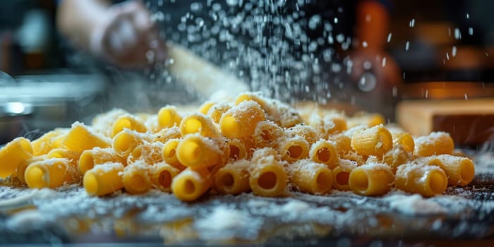 Classic Pasta on kitchen background. Diet and food concept