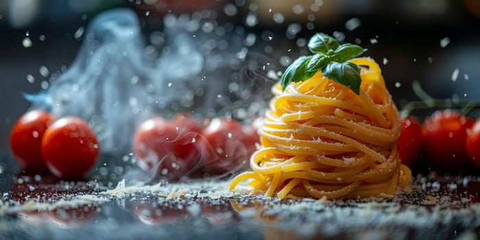 Classic Pasta on kitchen background. Diet and food concept