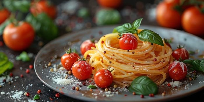 Classic Pasta on kitchen background. Diet and food concept