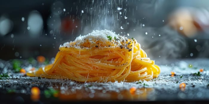 Classic Pasta on kitchen background. Diet and food concept