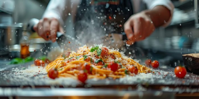 Classic Pasta on kitchen background. Diet and food concept