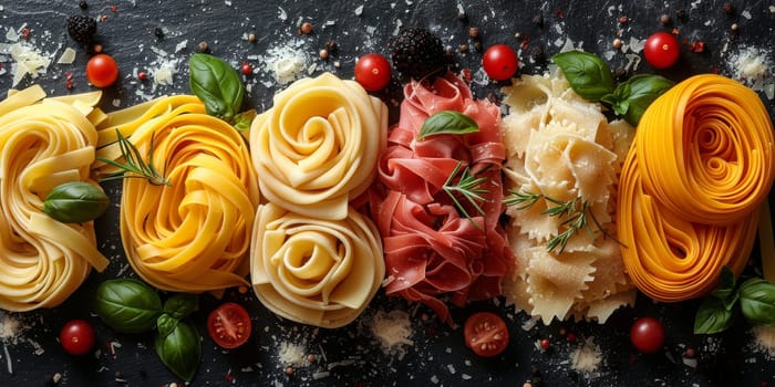 Classic Pasta on kitchen background. Diet and food concept