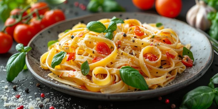 Classic Pasta on kitchen background. Diet and food concept