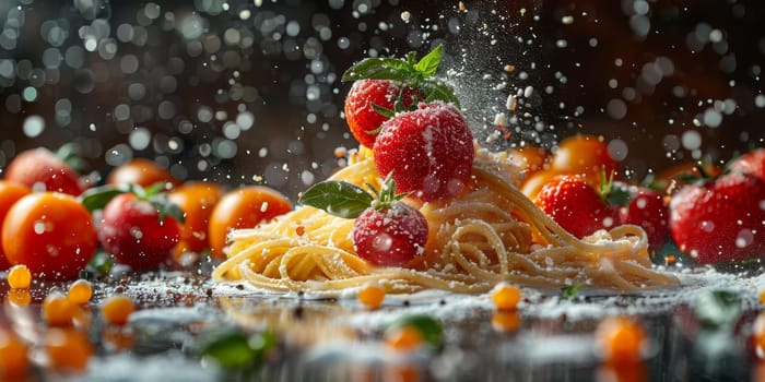 Classic Pasta on kitchen background. Diet and food concept