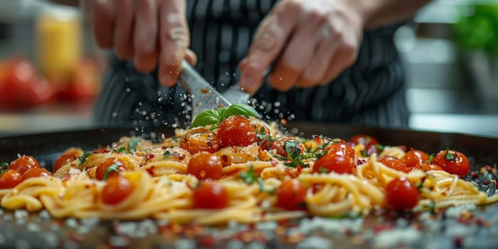 Classic Pasta on kitchen background. Diet and food concept