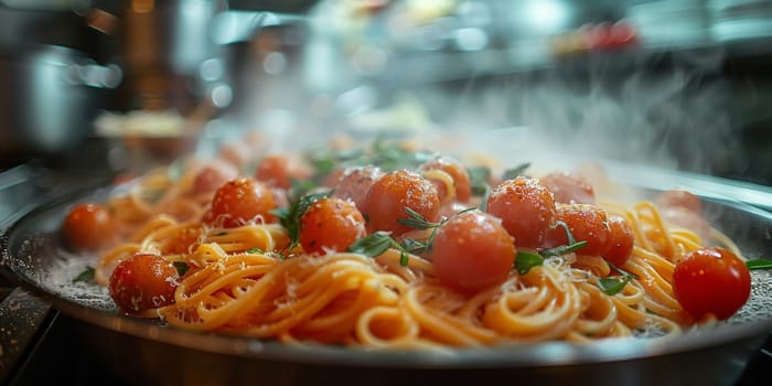 Classic Pasta on kitchen background. Diet and food concept