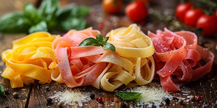 Classic Pasta on kitchen background. Diet and food concept