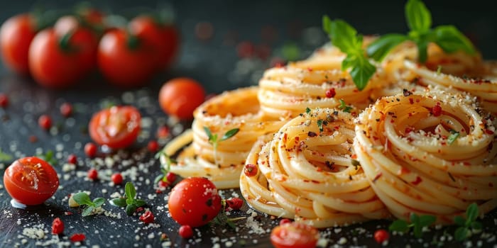 Classic Pasta on kitchen background. Diet and food concept