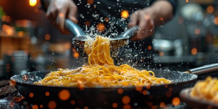 Classic Pasta on kitchen background. Diet and food concept