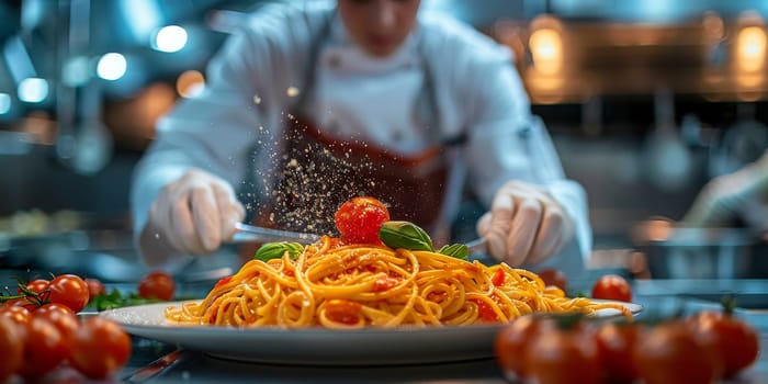 Classic Pasta on kitchen background. Diet and food concept