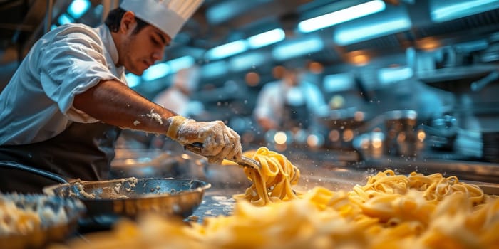 Classic Pasta on kitchen background. Diet and food concept