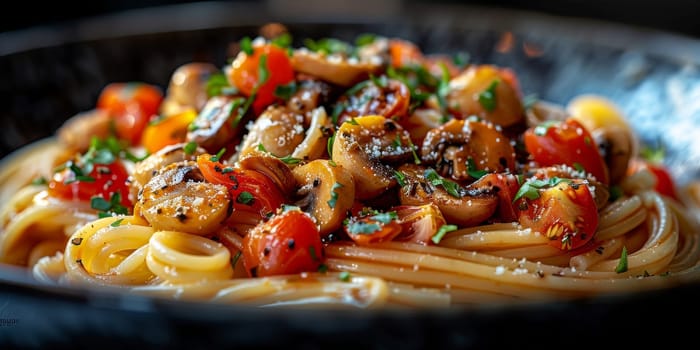 Classic Pasta on kitchen background. Diet and food concept