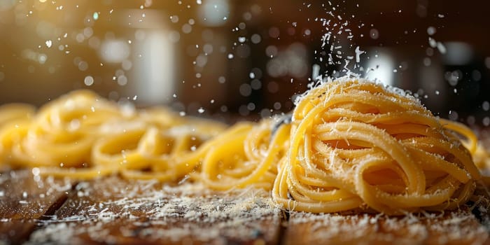 Classic Pasta on kitchen background. Diet and food concept