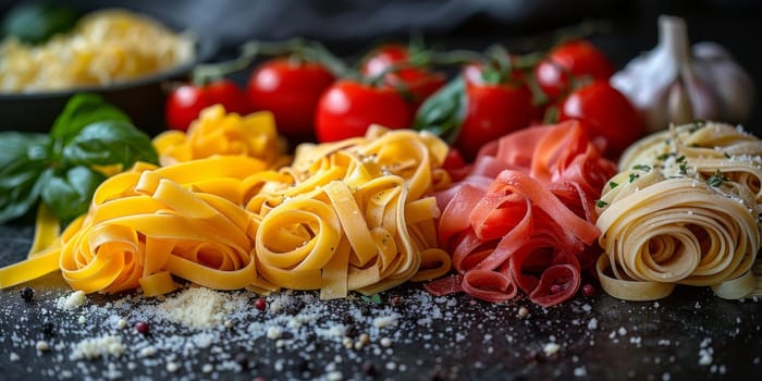 Classic Pasta on kitchen background. Diet and food concept